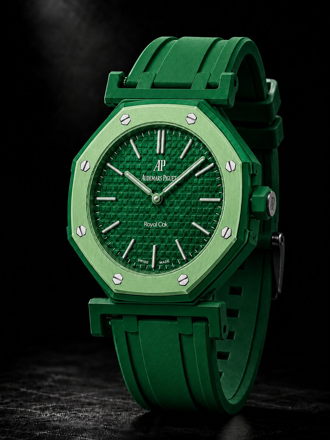 GREEN EIGHT matte silicone strap in green